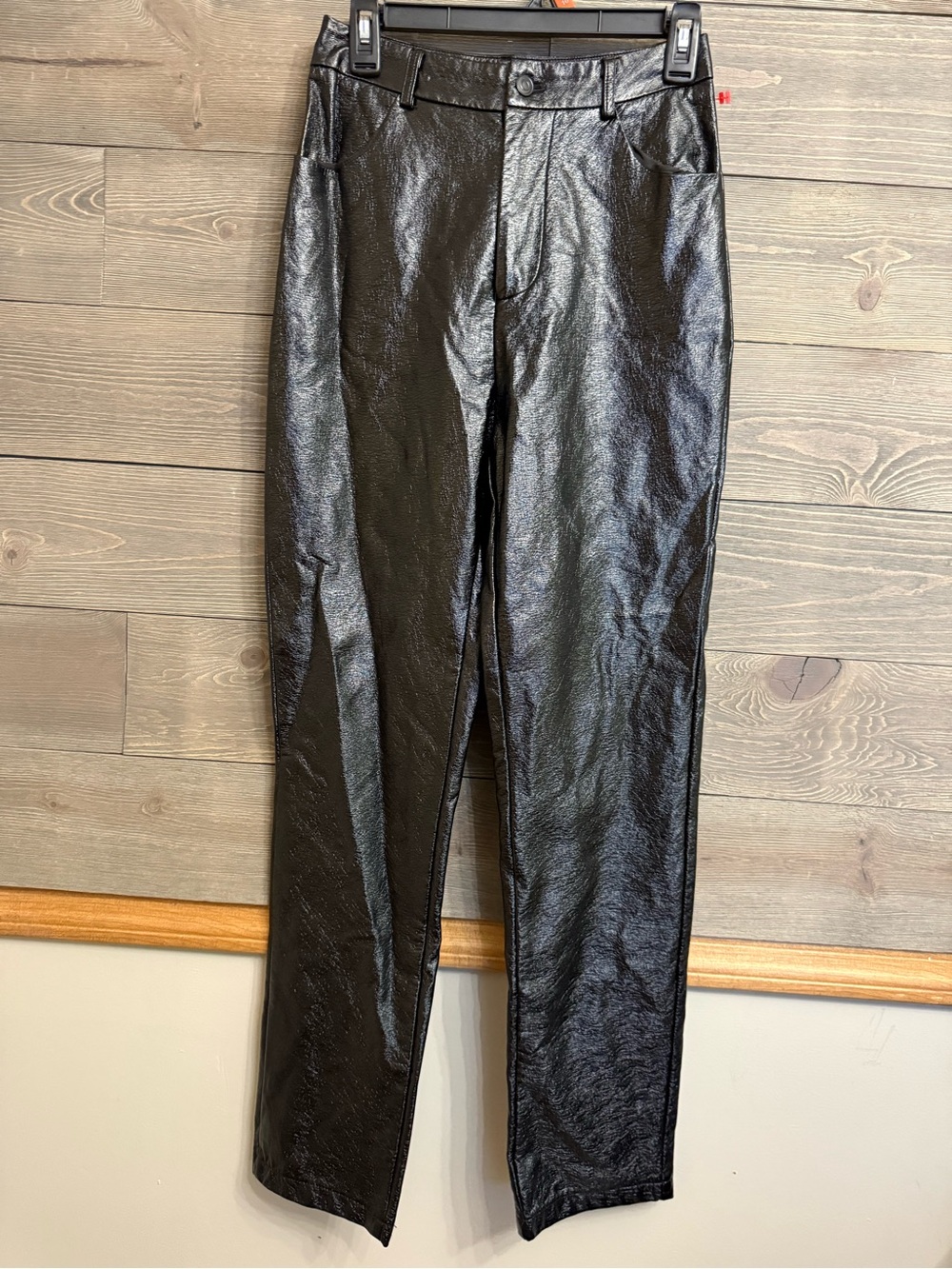 White Fox Boutique Black Faux Leather Straight-Leg Pants